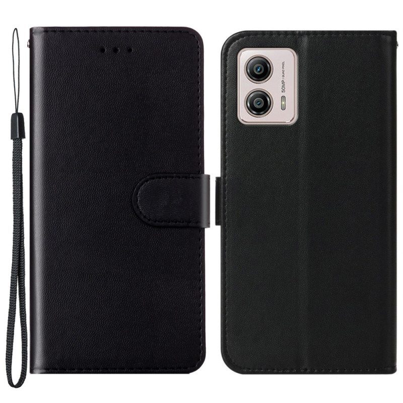 Flip Case Moto G73 5G Suojaketju Kuori Tavallinen Hihnalla