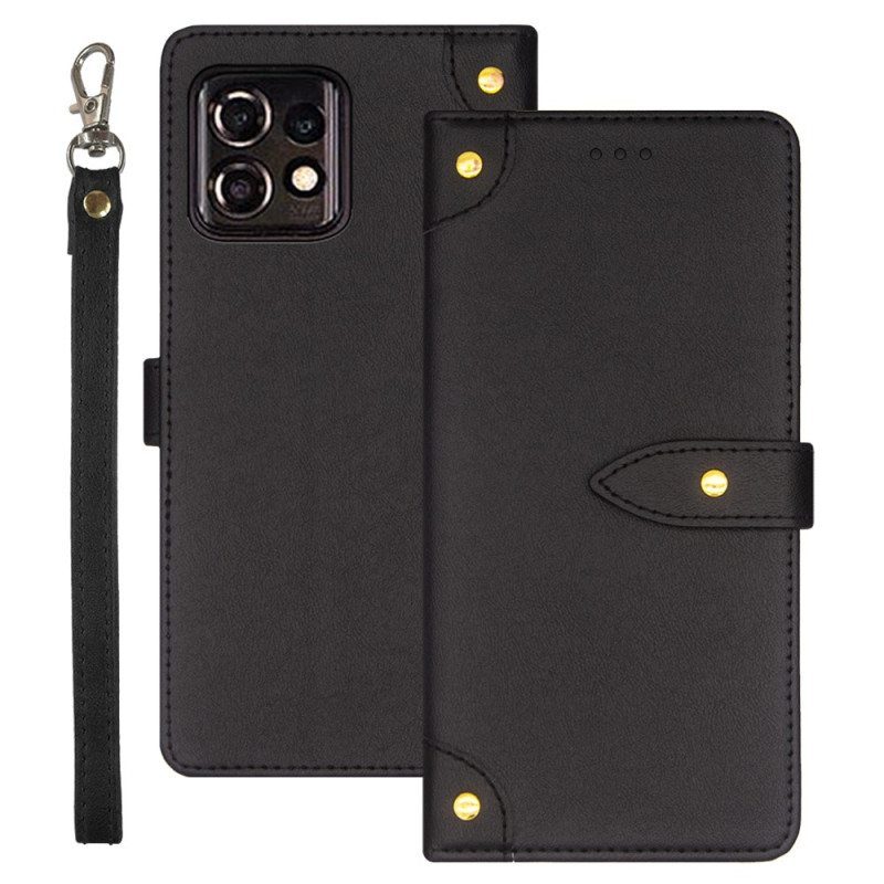 Flip Case Motorola Edge 40 Pro Niitit Ja Hihna Idewei