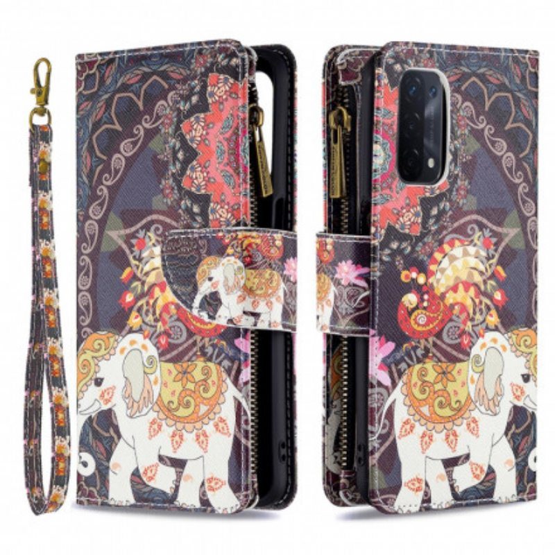 Flip Case Oppo A54 5G / A74 5G Elephant Vetoketjullinen Tasku