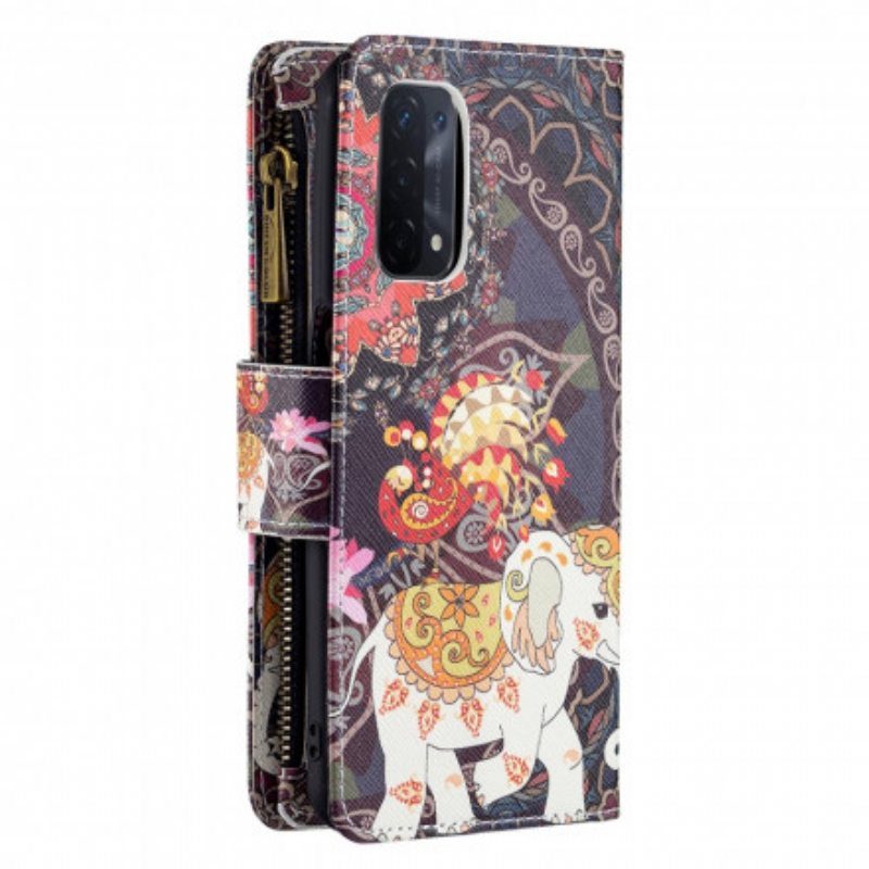 Flip Case Oppo A54 5G / A74 5G Elephant Vetoketjullinen Tasku