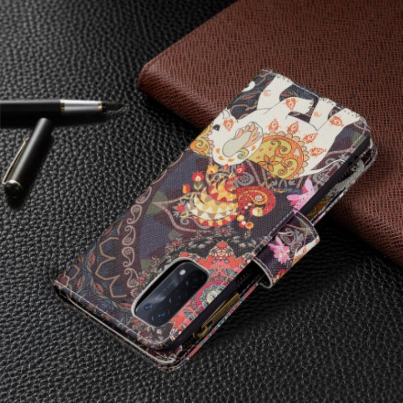 Flip Case Oppo A54 5G / A74 5G Elephant Vetoketjullinen Tasku