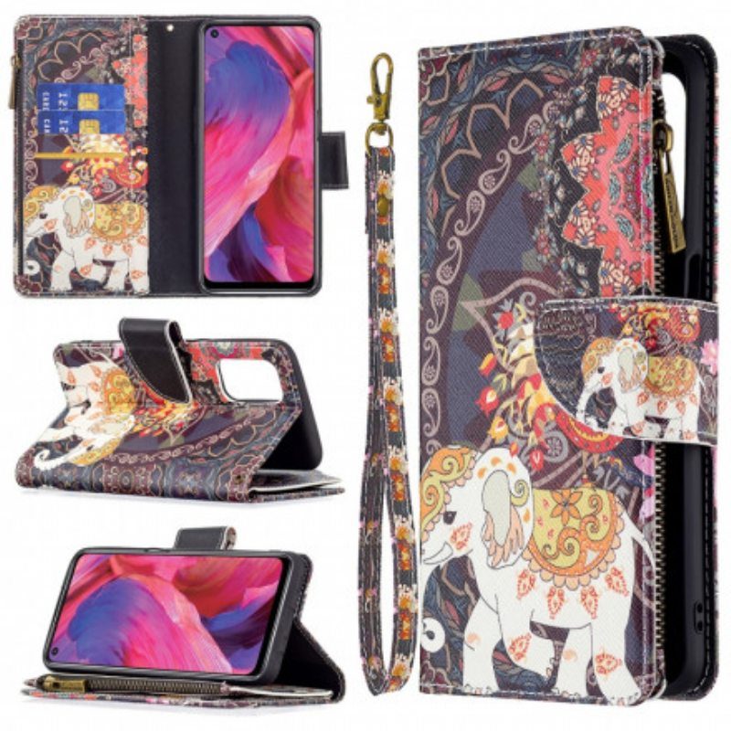 Flip Case Oppo A54 5G / A74 5G Elephant Vetoketjullinen Tasku