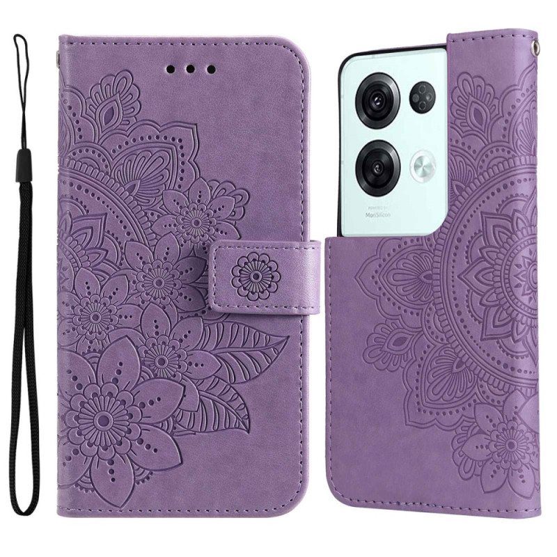 Flip Case Oppo Reno 8 Pro Suojaketju Kuori Strappy Kukka