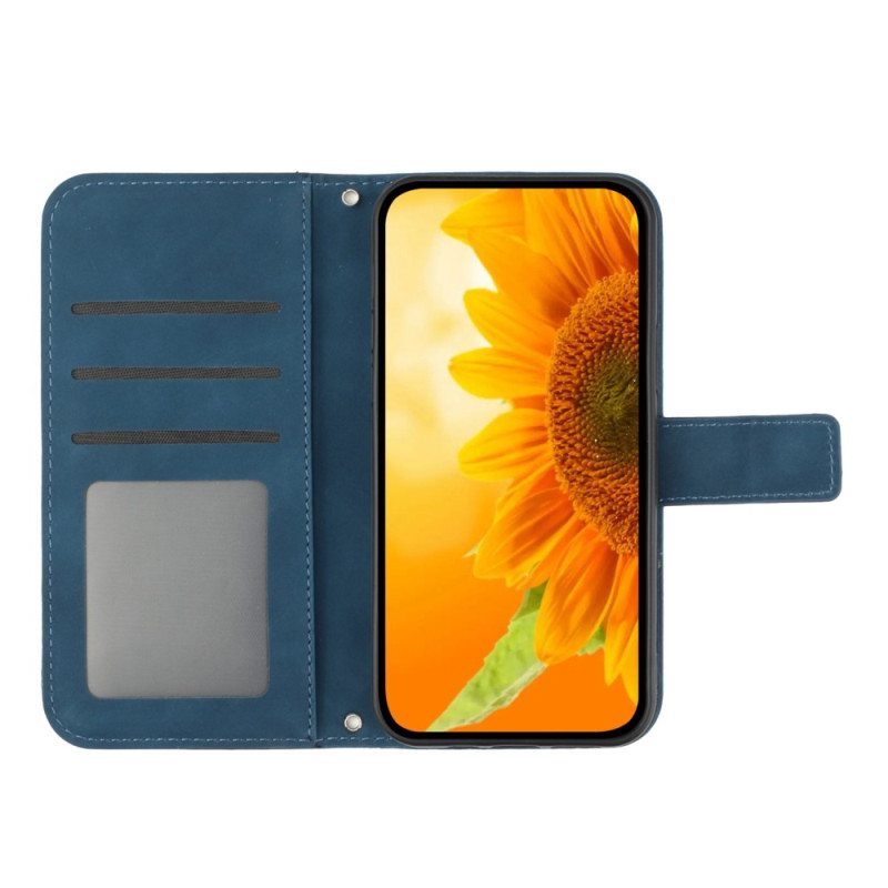 Flip Case Poco X5 Pro 5G Suojaketju Kuori Olkainen Auringonkukka