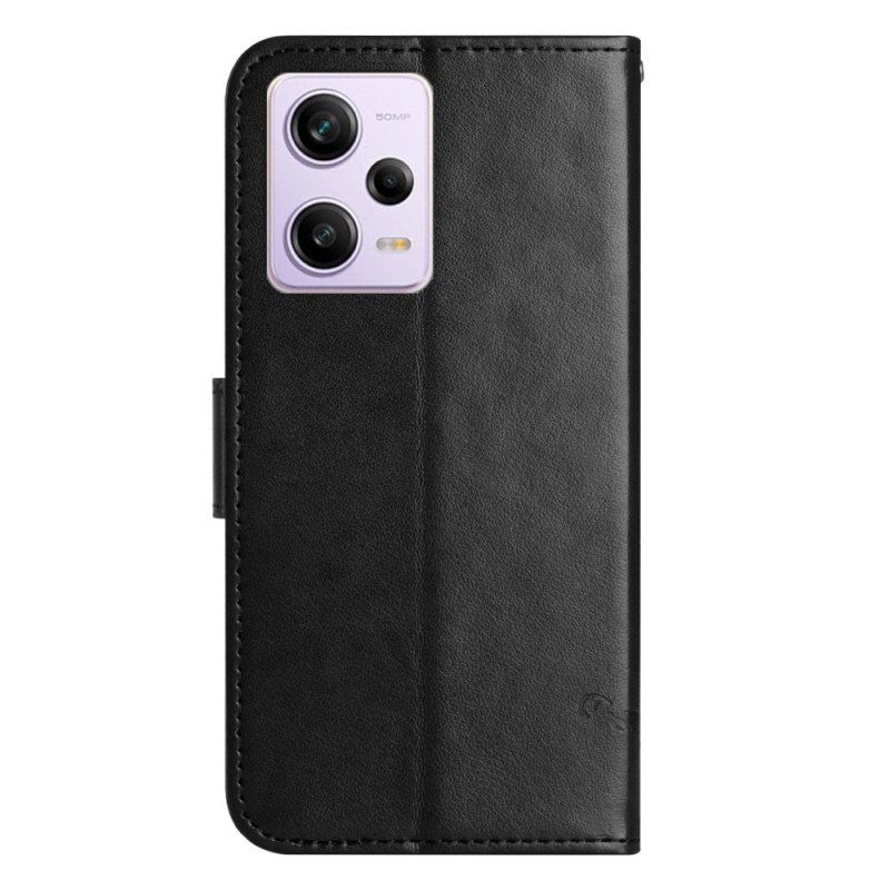 Flip Case Poco X5 Pro 5G Suojaketju Kuori Strappy Kukka