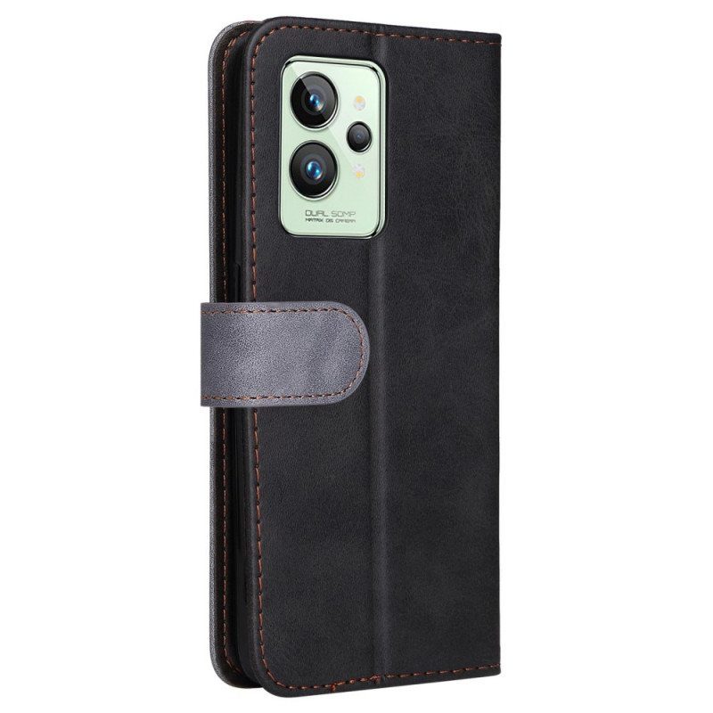 Flip Case Realme GT2 Pro Suojaketju Kuori Premium Kaksisävyinen Hihna