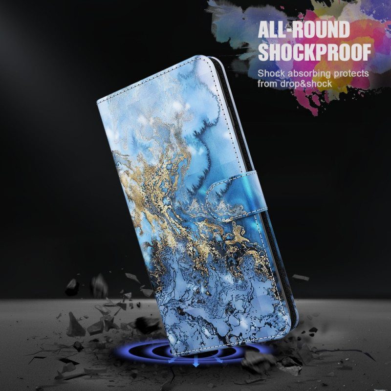 Flip Case Samsung Galaxy A13 5G / A04s Marmorimuotoilu Kaulanauhalla