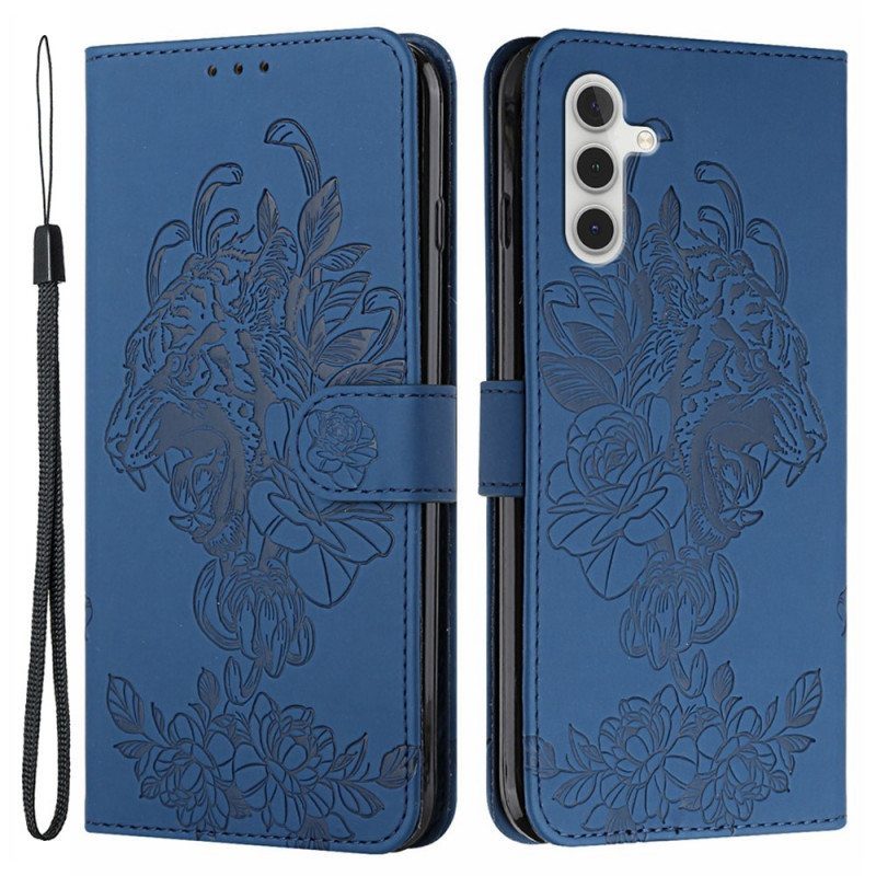 Flip Case Samsung Galaxy A13 5G / A04s Suojaketju Kuori Barokki Ranneke Tiger