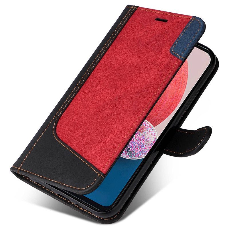 Flip Case Samsung Galaxy A13 Kaksisävyinen Hihnalla