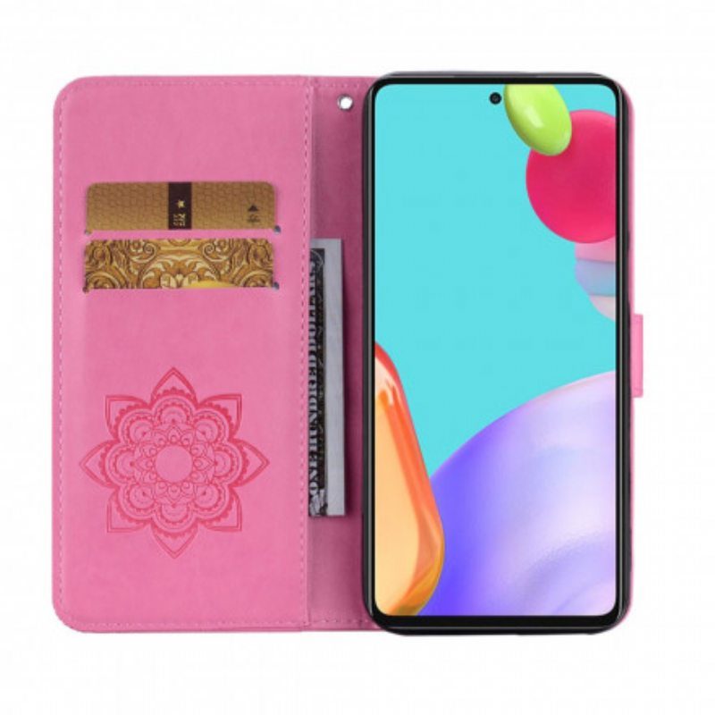 Flip Case Samsung Galaxy A52 4G / A52 5G / A52s 5G Pöllömandala Ja Kaulanauha