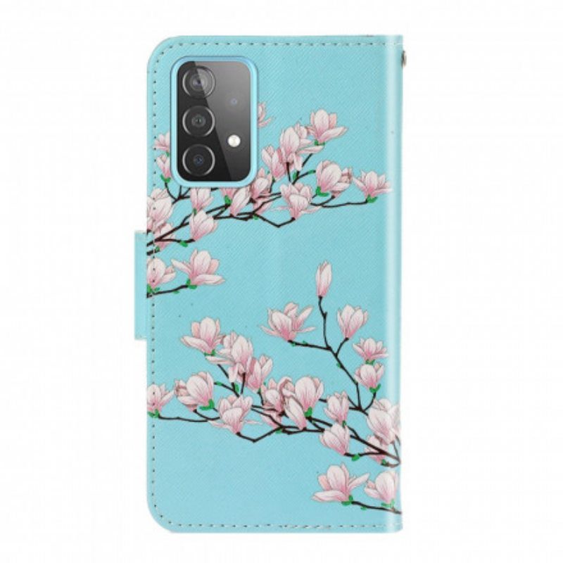 Flip Case Samsung Galaxy A52 4G / A52 5G / A52s 5G Suojaketju Kuori Strappy Pensas