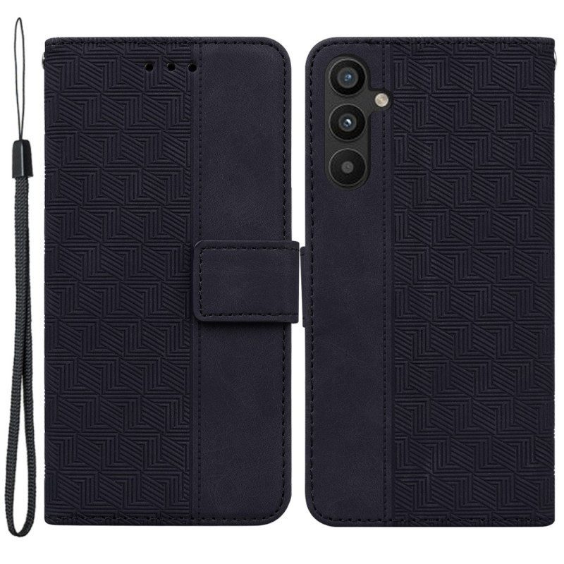 Flip Case Samsung Galaxy A54 5G Huomaamattomat Kuviot Ja Hihna