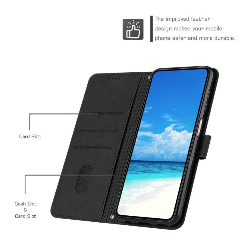 Flip Case Samsung Galaxy A54 5G Hymyile Lanyardin Kanssa