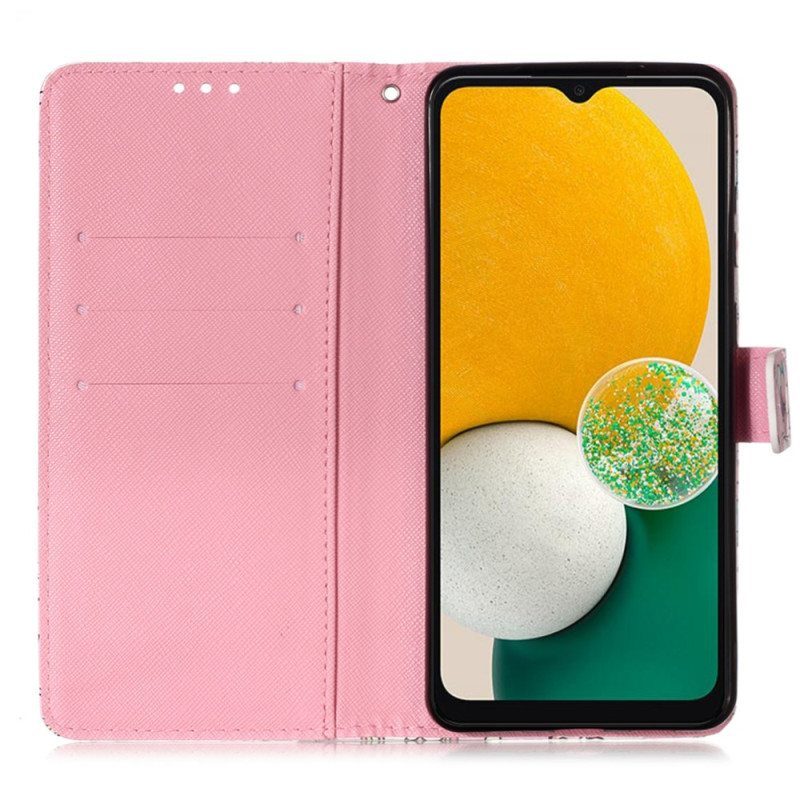 Flip Case Samsung Galaxy A54 5G Suojaketju Kuori Älä Koskaan Lopeta Unelmoimista Strappy