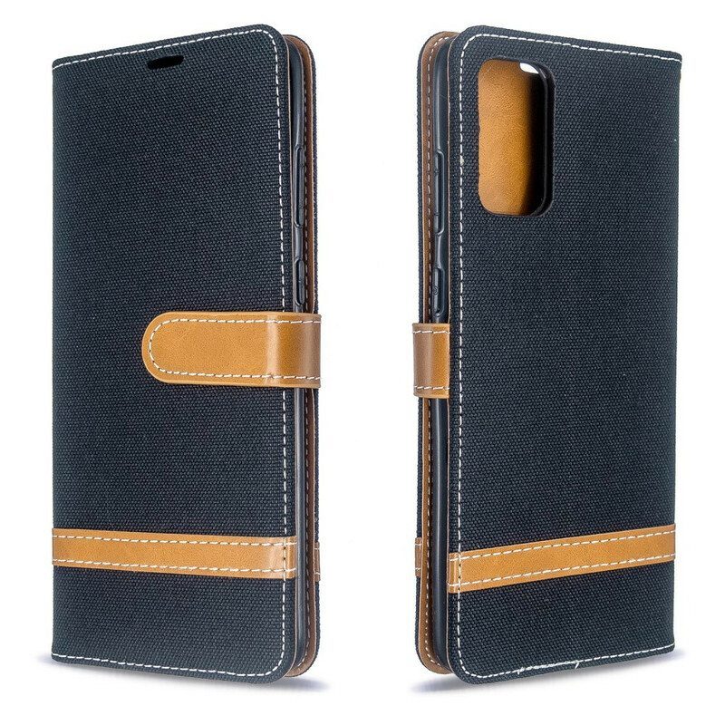 Flip Case Samsung Galaxy S20 Plus / S20 Plus 5G Suojaketju Kuori Kangas- Ja Nahkaefektihihna