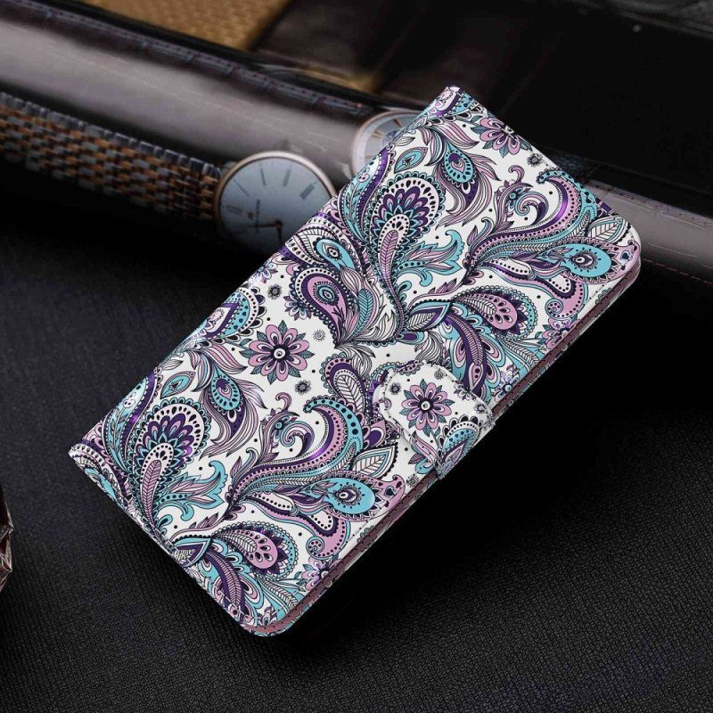 Flip Case Samsung Galaxy S23 Plus 5G Suojaketju Kuori Strappy Paisley -kuvio