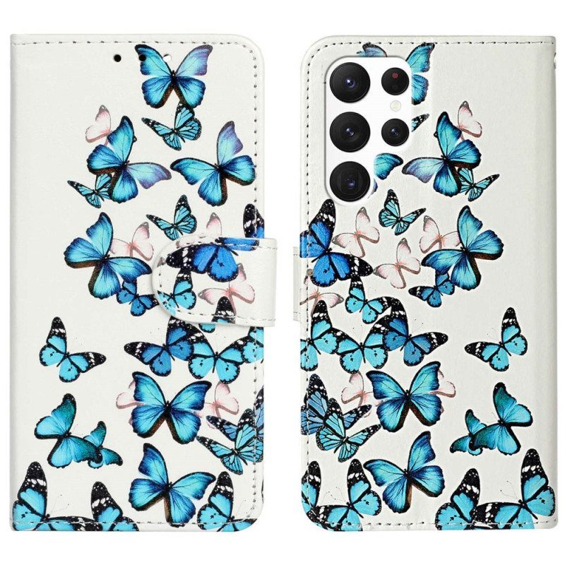 Flip Case Samsung Galaxy S23 Ultra 5G Perhosia Lennossa