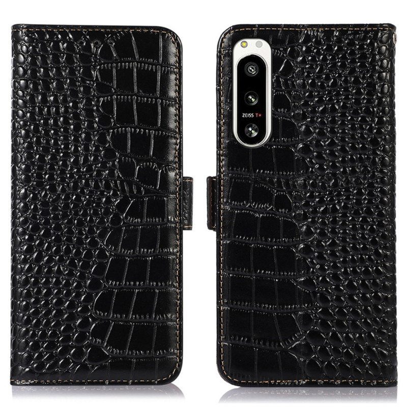 Flip Case Sony Xperia 5 IV Crocodile Style Rfid