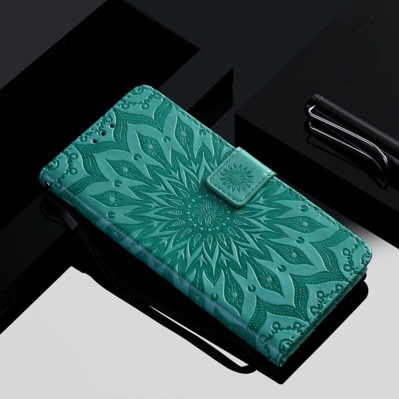 Flip Case Vivo Y22s Mandala-aurinko Kaulanauhalla