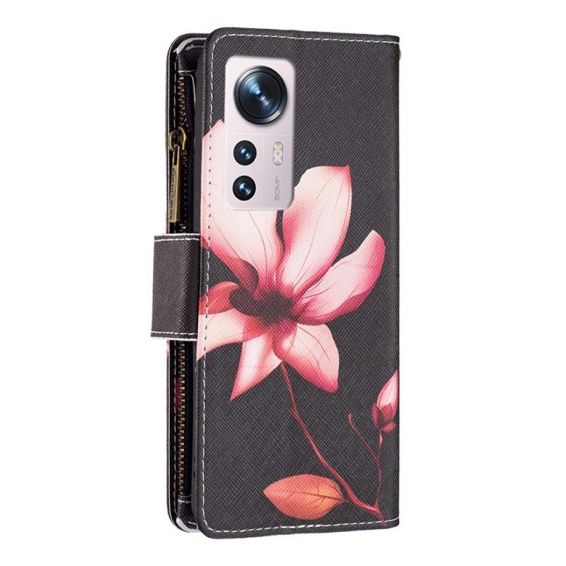 Flip Case Xiaomi 12 / 12X Kukkavetoketjullinen Tasku