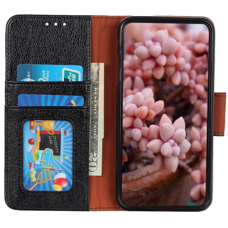 Flip Case Xiaomi 13 Lite Halkaistu Nappan Nahka