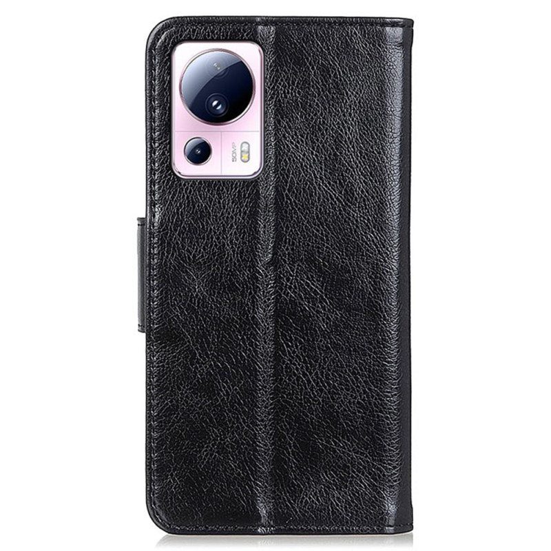 Flip Case Xiaomi 13 Lite Halkaistu Nappan Nahka