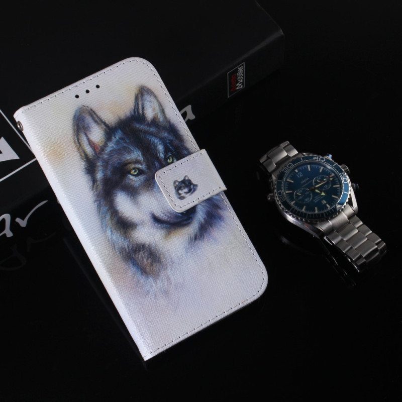 Flip Case Xiaomi 13 Suojaketju Kuori Strappy Watercolour Wolf