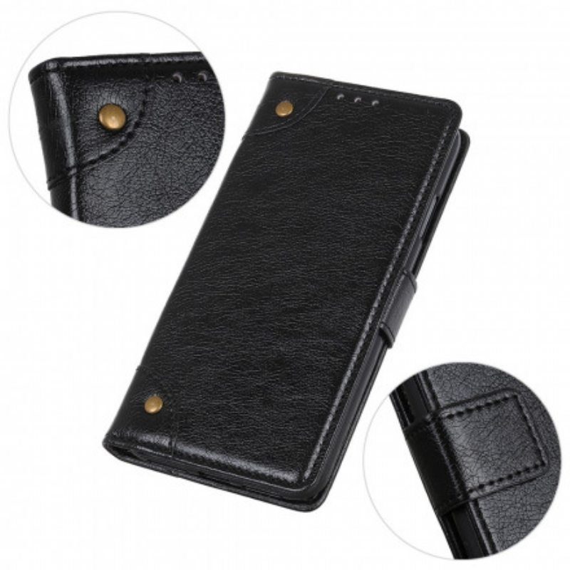 Flip Case Xiaomi Redmi Note 10 / 10S Tyylikkäät Nappan Nahkaiset Vintage-niitit