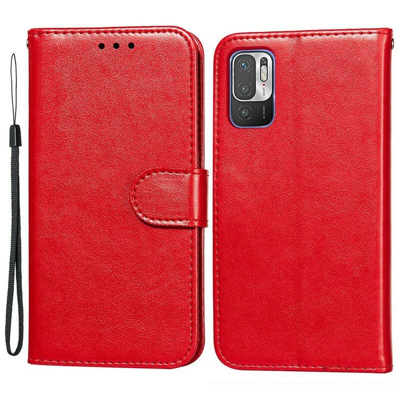 Flip Case Xiaomi Redmi Note 10 5G Nahkainen Muotoilu Hihnalla