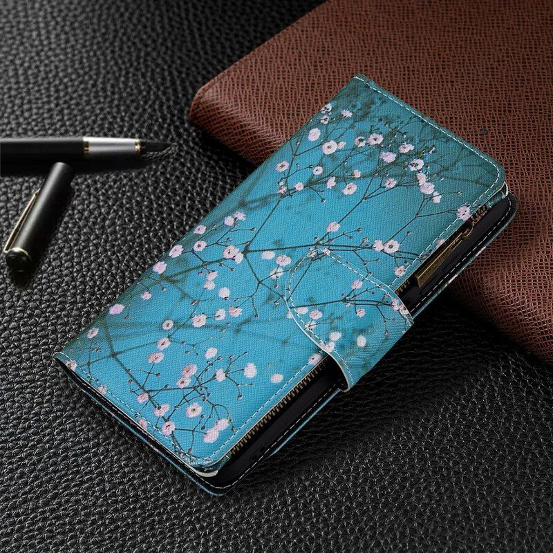 Flip Case Xiaomi Redmi Note 10 5G Vetoketjullinen Puutasku