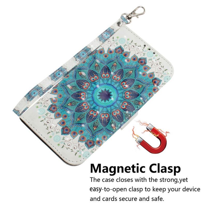 Flip Case Xiaomi Redmi Note 12 4G Suojaketju Kuori Strappy Mandala