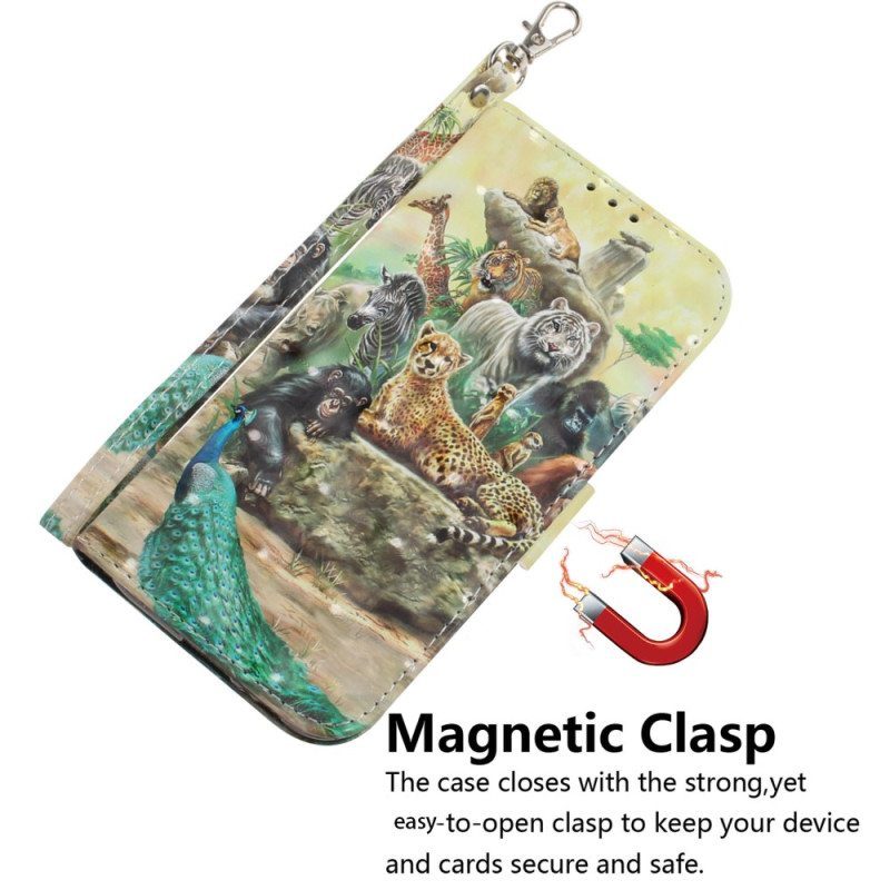 Flip Case Xiaomi Redmi Note 12 4G Suojaketju Kuori Thong Safari Animals