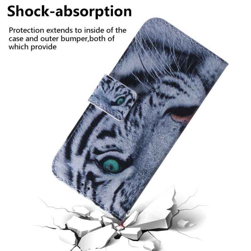 Flip Case Xiaomi Redmi Note 12 5G Suojaketju Kuori Strappy White Tiger