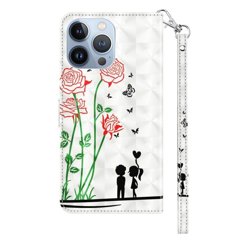 Kotelot iPhone 14 Suojaketju Kuori Lanyard Love Dandelions