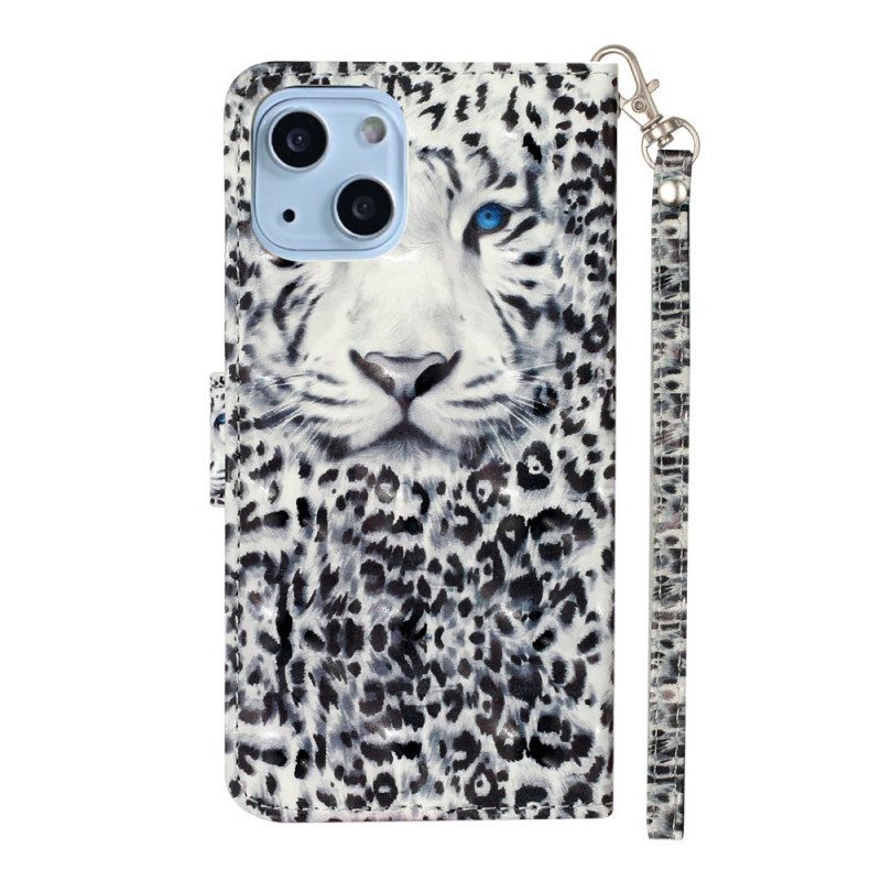 Kotelot iPhone 15 Plus Suojaketju Kuori 3d Leopard Hihnalla