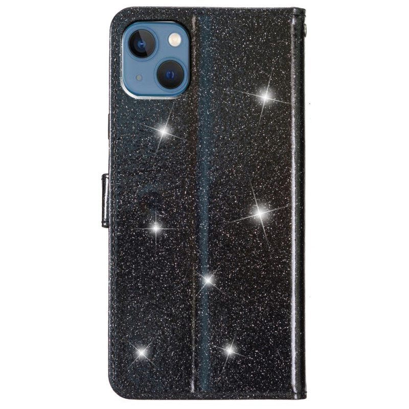 Kotelot iPhone 15 Plus Suojaketju Kuori Glitter-efekti Hihnalla