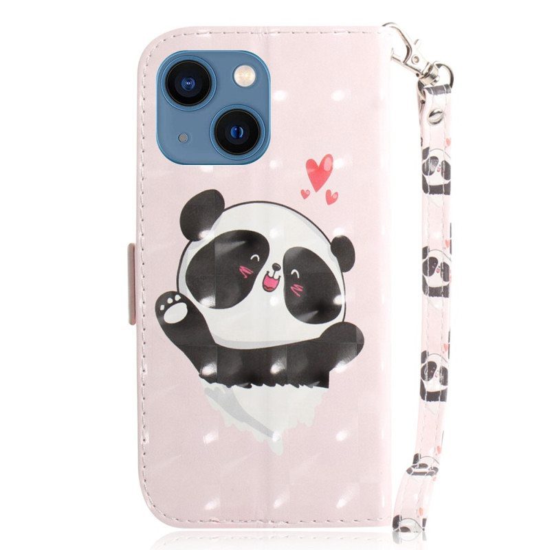 Kotelot iPhone 15 Plus Suojaketju Kuori Panda Love Hihnalla