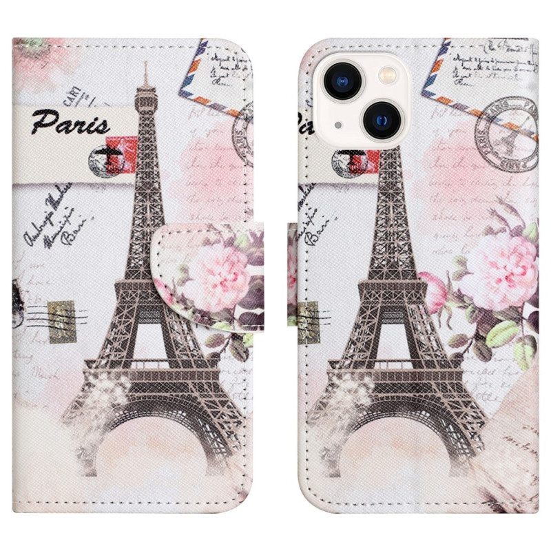 Kotelot iPhone 15 Plus Vintage Eiffel-torni