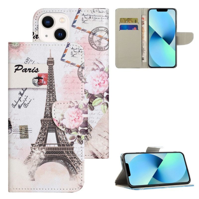 Kotelot iPhone 15 Plus Vintage Eiffel-torni