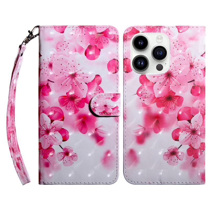 Kotelot iPhone 15 Pro Max Suojaketju Kuori Strap Flowers