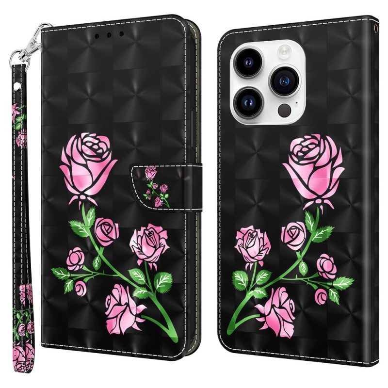 Kotelot iPhone 15 Pro Suojaketju Kuori Strap Roses