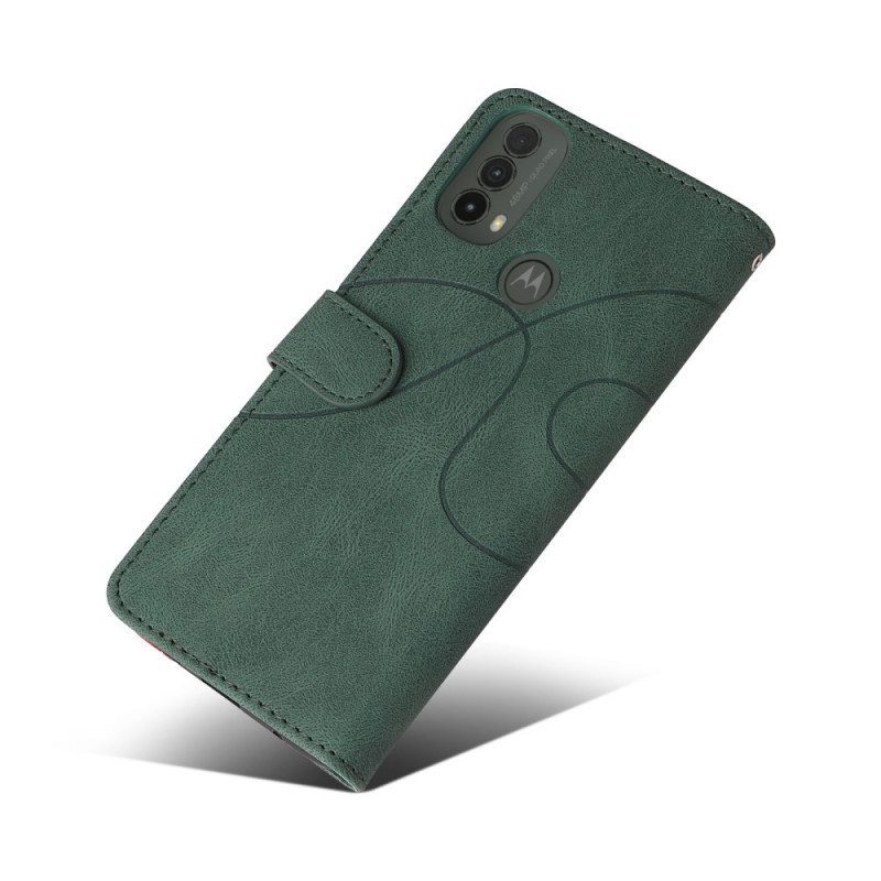 Kotelot Moto E40 / E30 / E20 Kaksisävyinen Signature Faux Leather