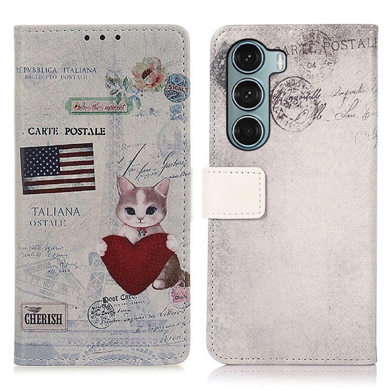 Kotelot Moto G200 5G Traveller Cat