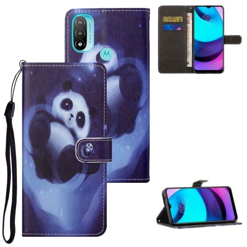 Kotelot Moto G71 5G Suojaketju Kuori Panda Space Kaulanauhalla