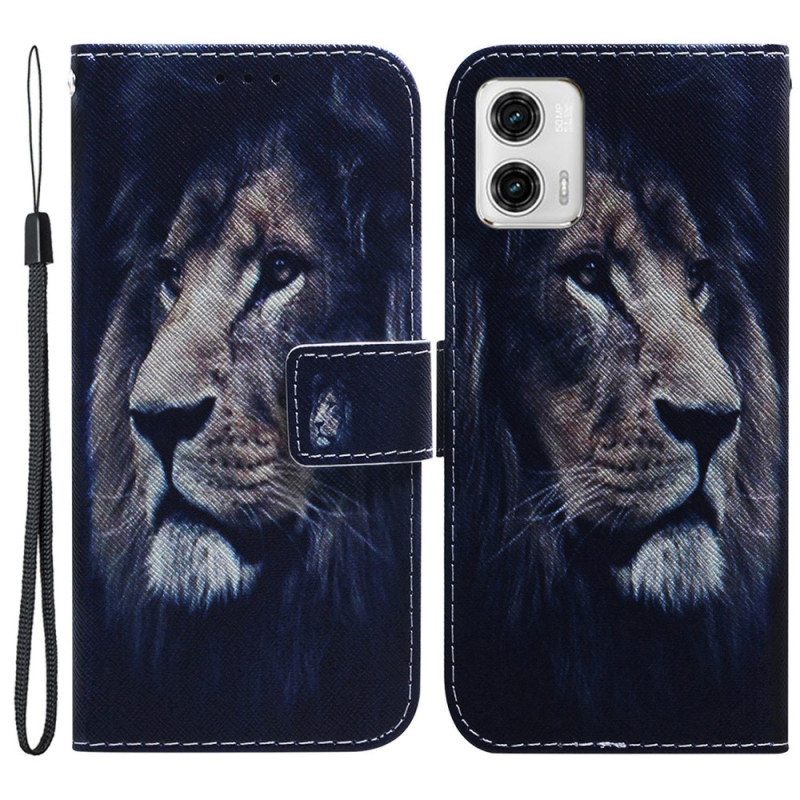 Kotelot Moto G73 5G Suojaketju Kuori Lanyard Lion