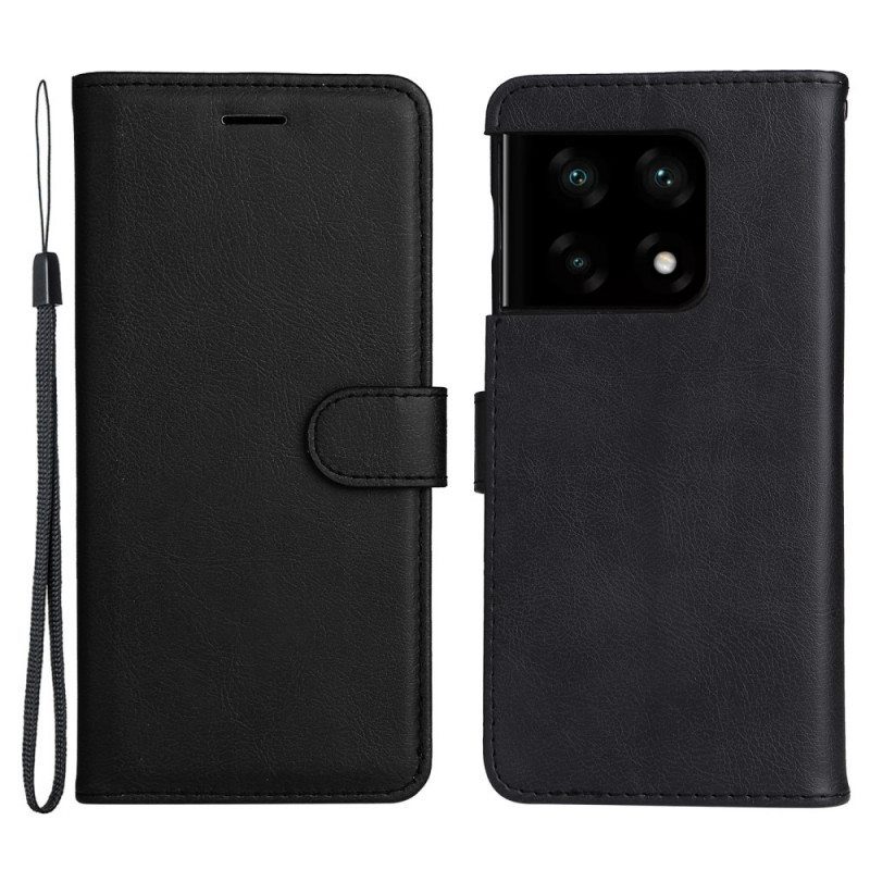 Kotelot OnePlus 10 Pro 5G Suojaketju Kuori Strappy Plain Leather Style