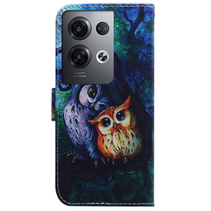 Kotelot Oppo Reno 8 Pro Suojaketju Kuori Strappy Owls -maalaus