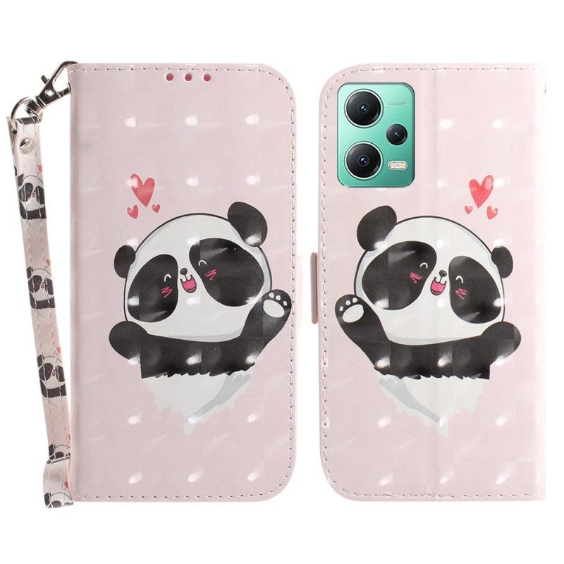 Kotelot Poco X5 5G Suojaketju Kuori Panda Love With Lanyard