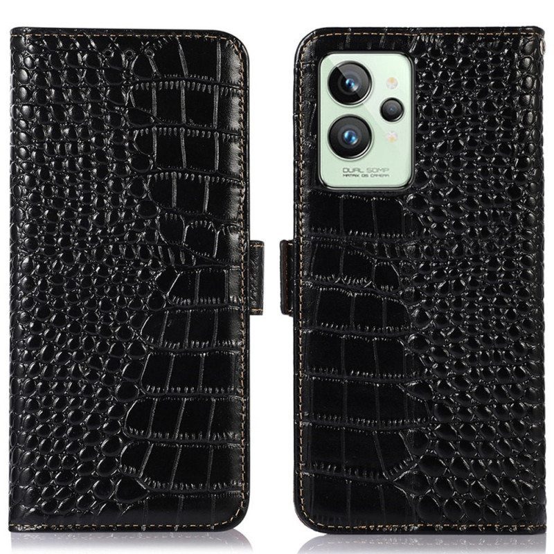 Kotelot Realme GT2 Pro Rfid Crocodile Style Aitoa Nahkaa