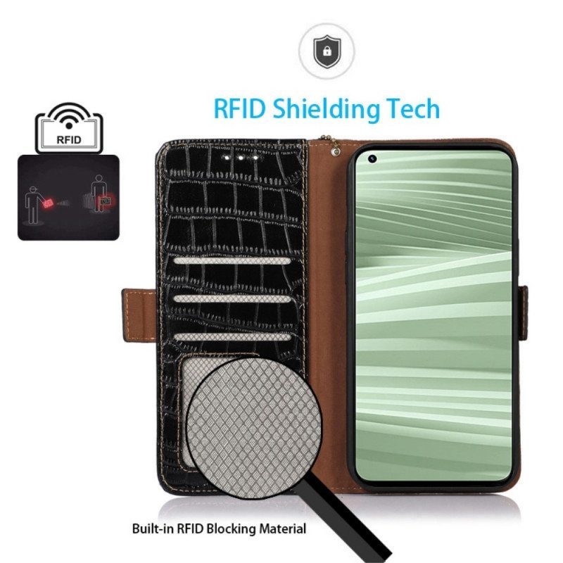 Kotelot Realme GT2 Pro Rfid Crocodile Style Aitoa Nahkaa